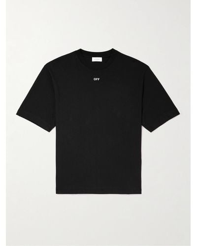 Off-White c/o Virgil Abloh T-shirt in jersey di cotone con logo - Nero