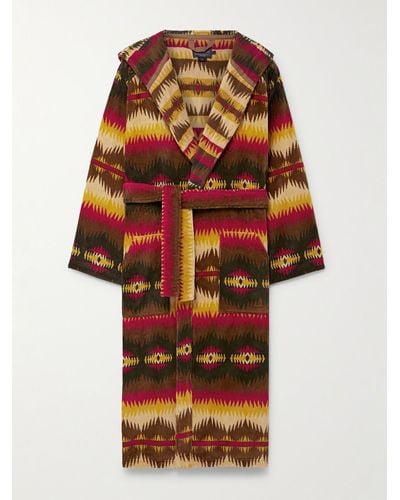 Pendleton Cotton-terry Jacquard Hooded Robe - Red