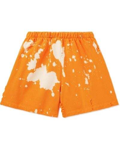 Liberal Youth Ministry Straight-leg Distressed Bleached Cotton-jersey Shorts - Orange