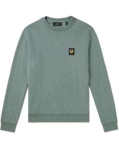 Belstaff Logo-appliquéd Garment-dyed Cotton-jersey Sweatshirt - Green