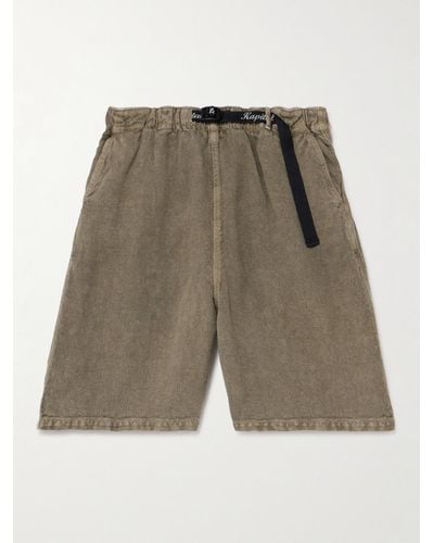 Kapital Easy Straight-leg Belted Linen-canvas Shorts - Green