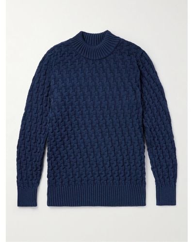 S.N.S. Herning Pullover in lana merino a trecce Stark - Blu