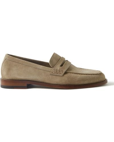 Manolo Blahnik Perry Suede Penny Loafers - Brown