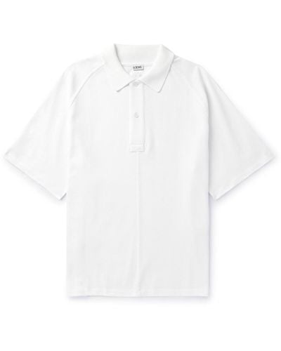 Loewe Logo-embroidered Cotton-piqué Polo Shirt - White