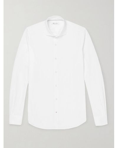 Loro Piana Andrew Slim-fit Cutaway-collar Cotton-piqué Shirt - White
