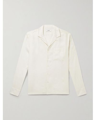 Lardini Convertible-collar Linen Shirt - Natural