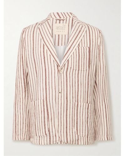 Kardo Hugh Embroidered Striped Cotton Suit Jacket - Natural