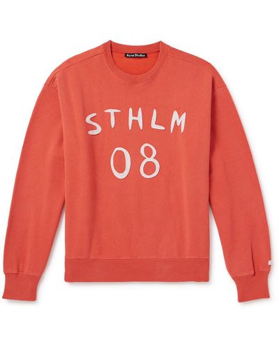 Acne Studios Appliquéd Cotton-jersey Sweatshirt - Red