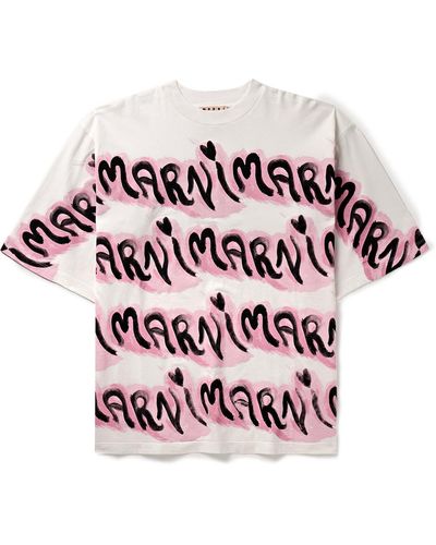 Marni Oversized Logo-print Cotton-jersey T-shirt - Pink