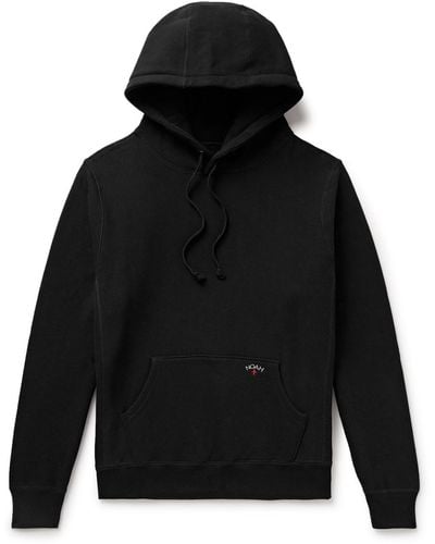 Noah Logo-embroidered Cotton-jersey Hoodie - Black
