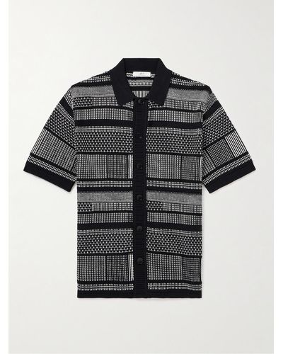 MR P. Striped Knitted Organic Cotton Shirt - Black