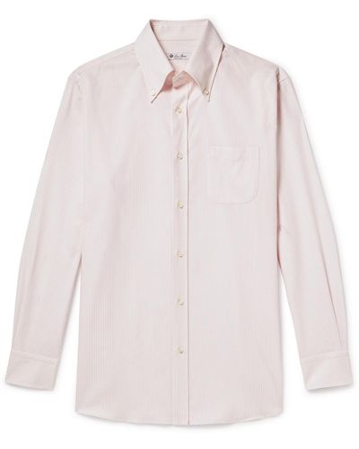 Loro Piana Button-down Collar Striped Cotton Oxford Shirt - Pink