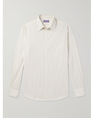 Ralph Lauren Purple Label Pinstriped Cotton-poplin Shirt - Natural