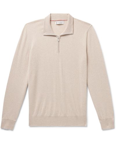 Brunello Cucinelli Cashmere Half-zip Sweater - White