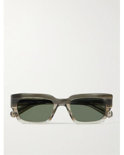 Mr. Leight Maverick S Rectangular-frame Acetate And Gunmetal-tone Sunglasses - Green