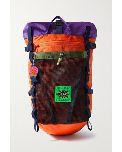 Brain Dead Equipment Climbing Mesh-trimmed Colour-block Ripstop Backpack - Red