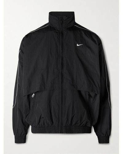 Nike Solo Swoosh Logo-embroidered Nylon-taffeta Track Jacket - Black