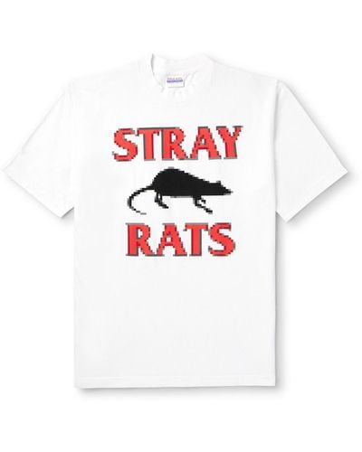 Stray Rats Pixel Rodenticide Logo-print Cotton-jersey T-shirt - White