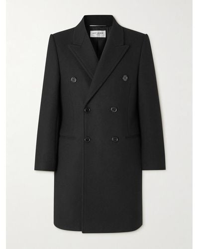 Saint Laurent Double-breasted Wool Overcoat - Black