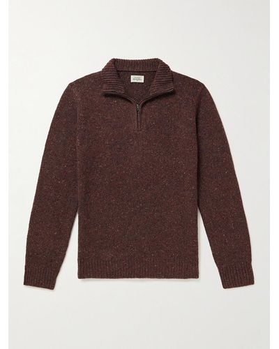 Hartford Donegal Wool-blend Half-zip Sweater - Brown