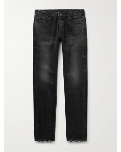John Elliott Jeans slim-fit in denim cimosato effetto invecchiato con schizzi di vernice The Cast 2 - Nero