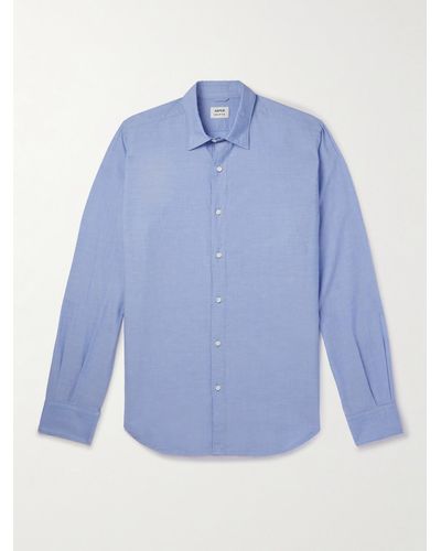 Aspesi Camicia in chambray di cotone fiammato - Blu