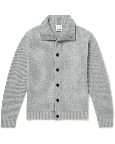Allude Ribbed Cashmere Cardigan - Gray