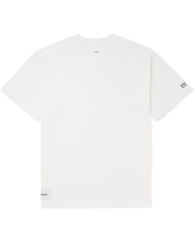WTAPS Appliquéd Logo-embroidered Cotton-blend Jersey T-shirt - White