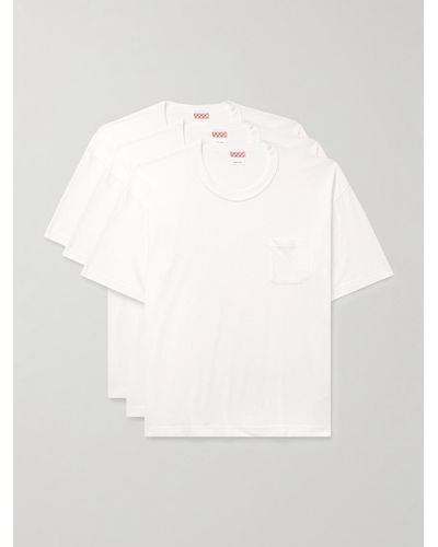 Visvim Confezione da tre T-shirt in jersey di misto cotone Sublig Jumbo - Bianco