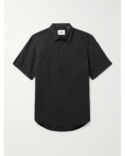 NN07 Arne 5028 Linen And Tm Lyocell-blend Shirt - Black