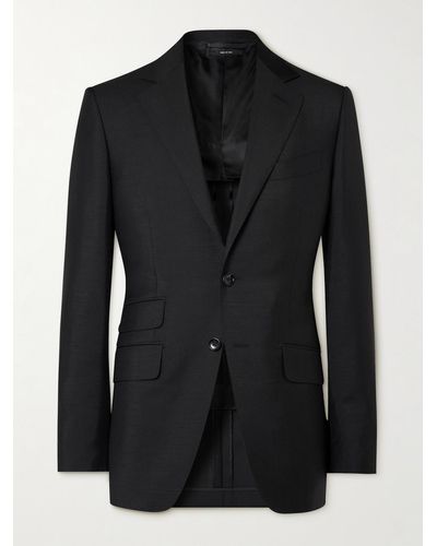 Tom Ford Shelton Slim-fit Sharkskin Wool-blend Suit Jacket - Black