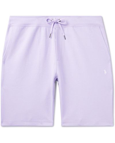 Polo Ralph Lauren Straight-leg Logo-embroidered Cotton-blend Jersey Drawstring Shorts - Purple