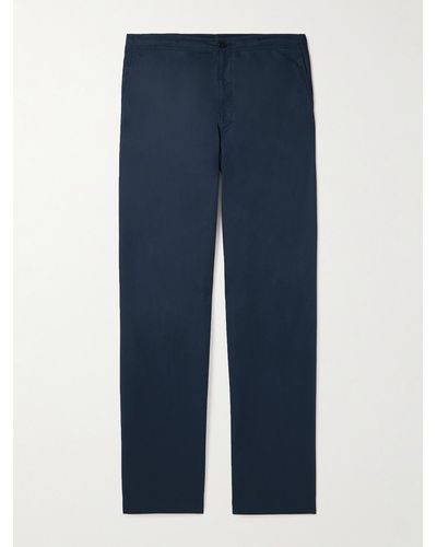 Theory Laurence Straight-leg Cotton-blend Twill Pants - Blue