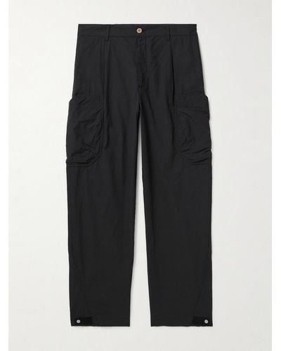 Folk Pantaloni cargo a gamba dritta in popeline di cotone lavato Prism - Nero