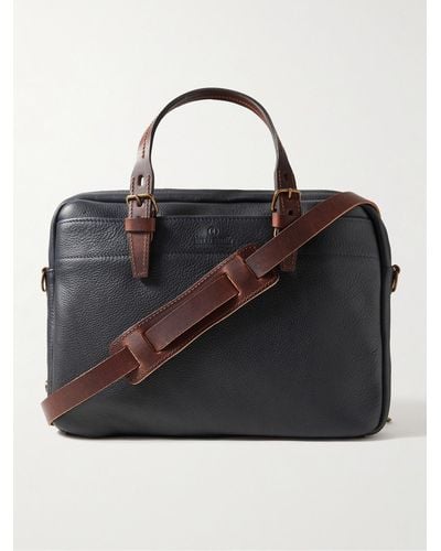 Bleu De Chauffe Folder Vegetable-tanned Full-grain Leather Messenger Bag - Black