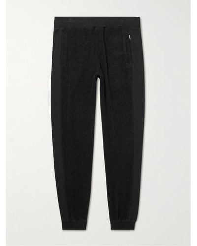 Orlebar Brown Duxbury Tapered Panelled Cotton-terry And Jersey Joggers - Black