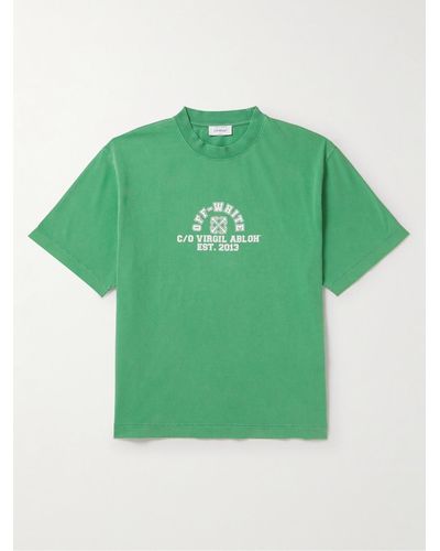 Off-White c/o Virgil Abloh T-shirt in jersey di cotone con logo - Verde