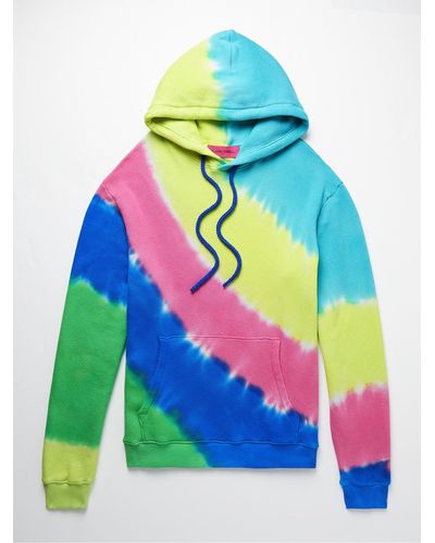 The Elder Statesman Oversized Tie-dyed Cotton And Cashmere-blend Jersey Hoodie - Blue