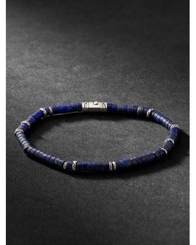 John Hardy Silver And Lapis Lazuli Heishi Beaded Bracelet - Metallic
