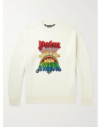 Palm Angels Logo-print Knitted Sweater - White