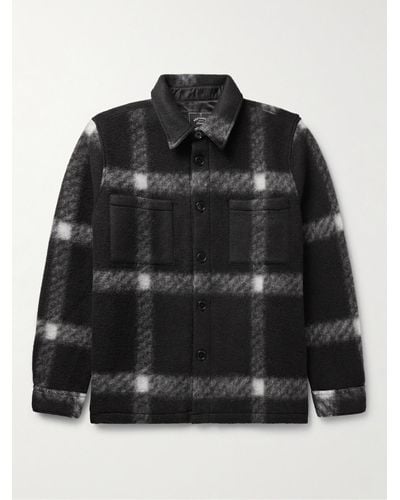 Portuguese Flannel Checked Brushed-fleece Overshirt - Black