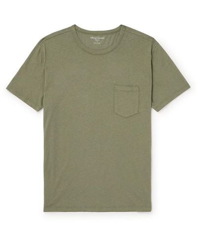 Officine Generale Slub Cotton-blend Jersey T-shirt - Green