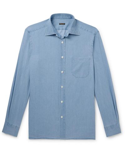 Rubinacci Cotton-chambray Shirt - Blue