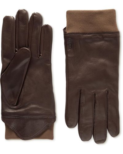 Hestra Adrian Leather And Wool-blend Gloves - Brown