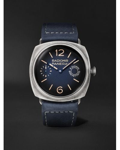 Panerai Radiomir Otto Giorni Automatic 45mm Stainless Steel And Suede Watch - Black
