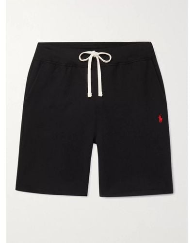 Polo Ralph Lauren Logo-embroidered Fleece-back Cotton-blend Jersey Drawstring Shorts - Black