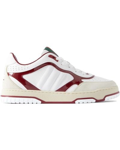 Gucci Suede And Patent-leather Trimmed Leather Sneakers - Pink