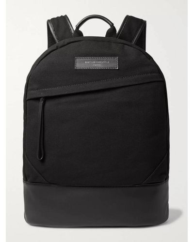 WANT Les Essentiels Kastrup Leather-Trimmed Organic Cotton-Canvas Backpack - Nero