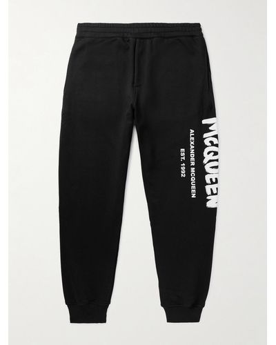 Alexander McQueen Tapered Logo-print Loopback Cotton-jersey Joggers - Black