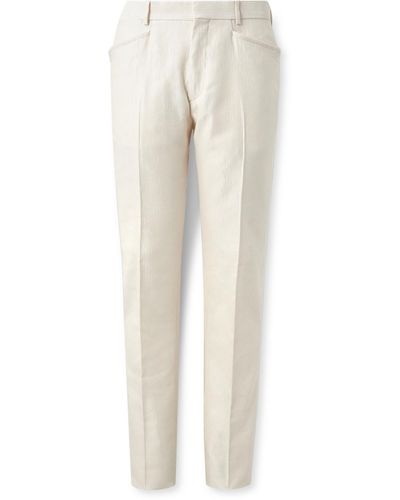 Tom Ford Straight-leg Cotton And Silk-blend Corduroy Suit Pants - White